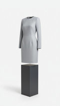Robe droite structurée argent pâle femme