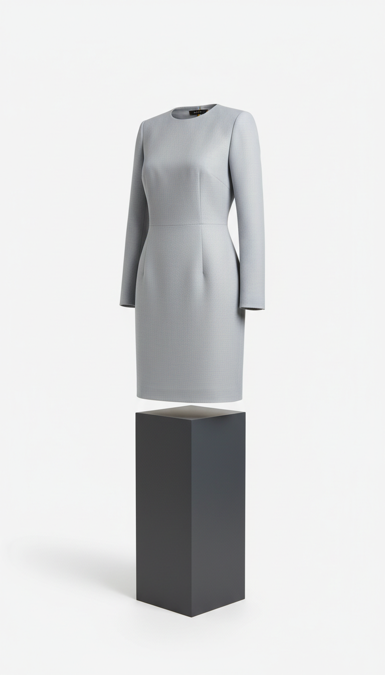 Robe droite structurée argent pâle femme