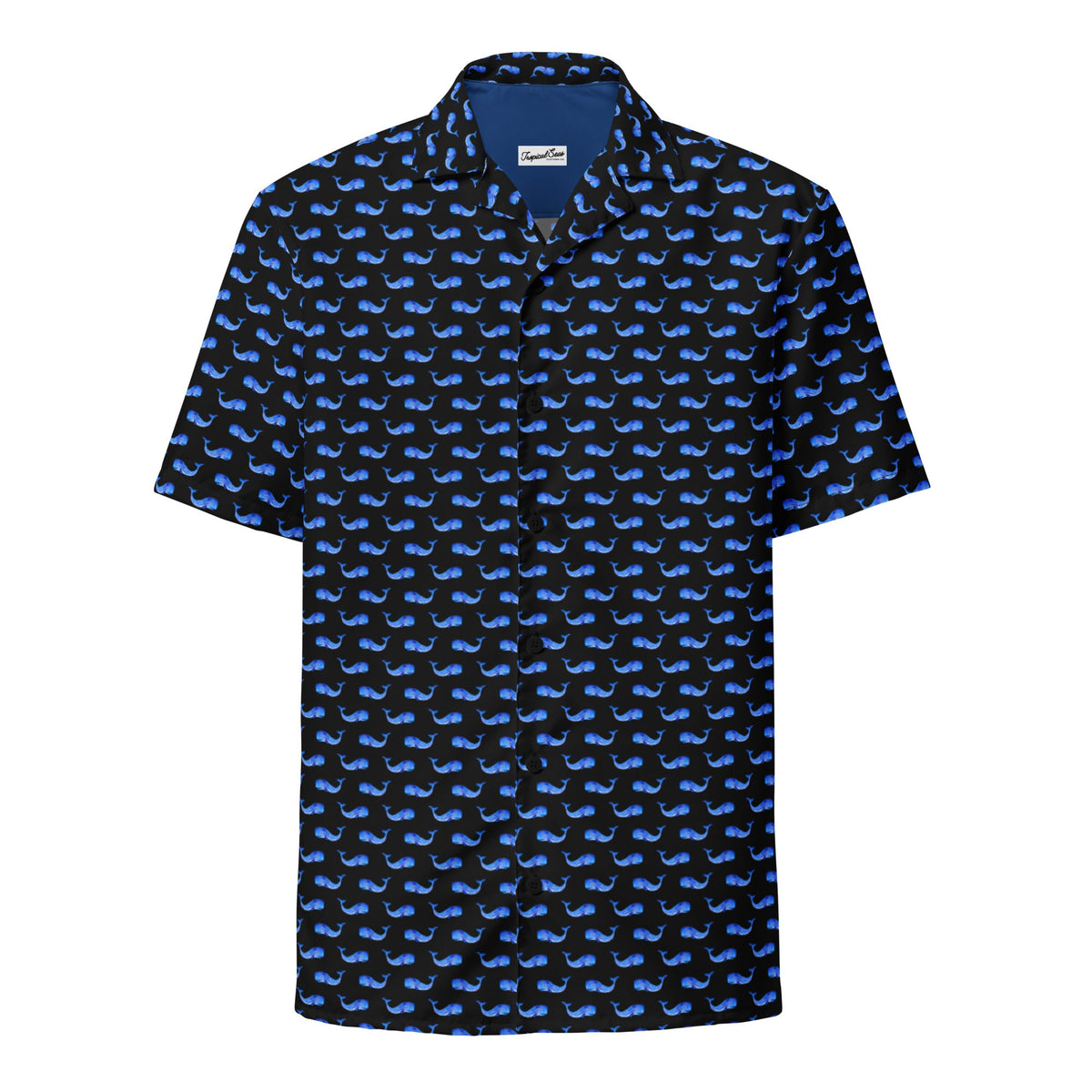 Chemise hawaïenne oversize à manches courtes, motif baleines