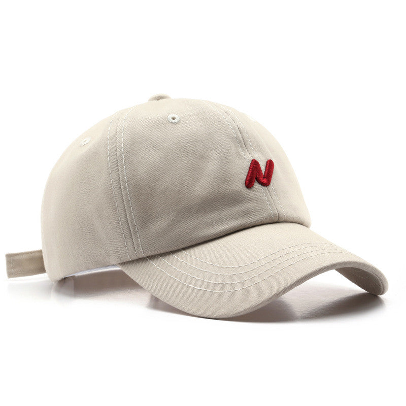 Korean Soft Top Duck Tongue Hat with Embroidered Letters