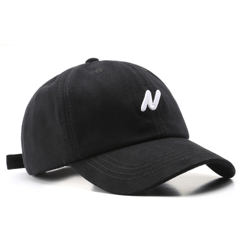 Korean Soft Top Duck Tongue Hat with Embroidered Letters