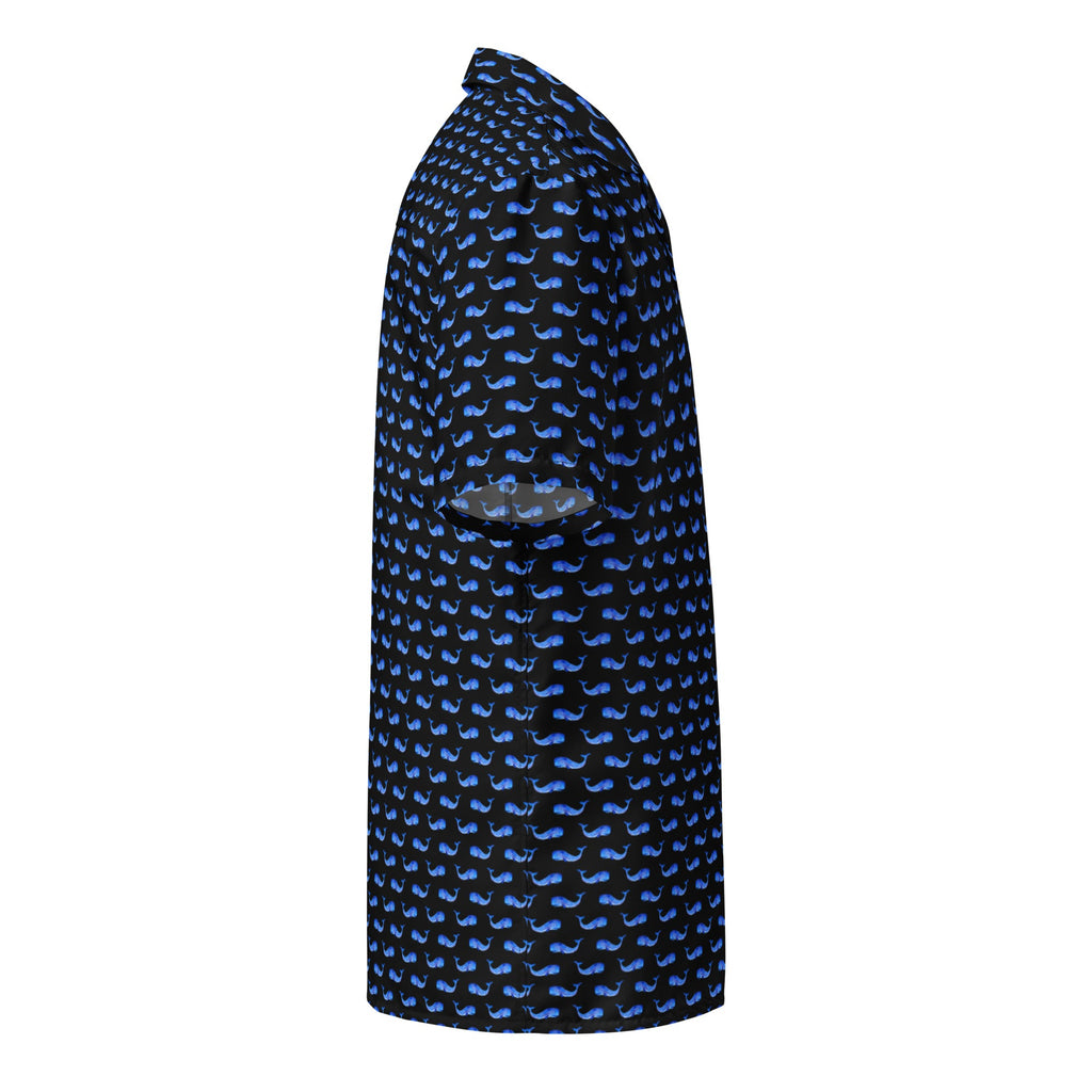 Chemise hawaïenne oversize à manches courtes, motif baleines