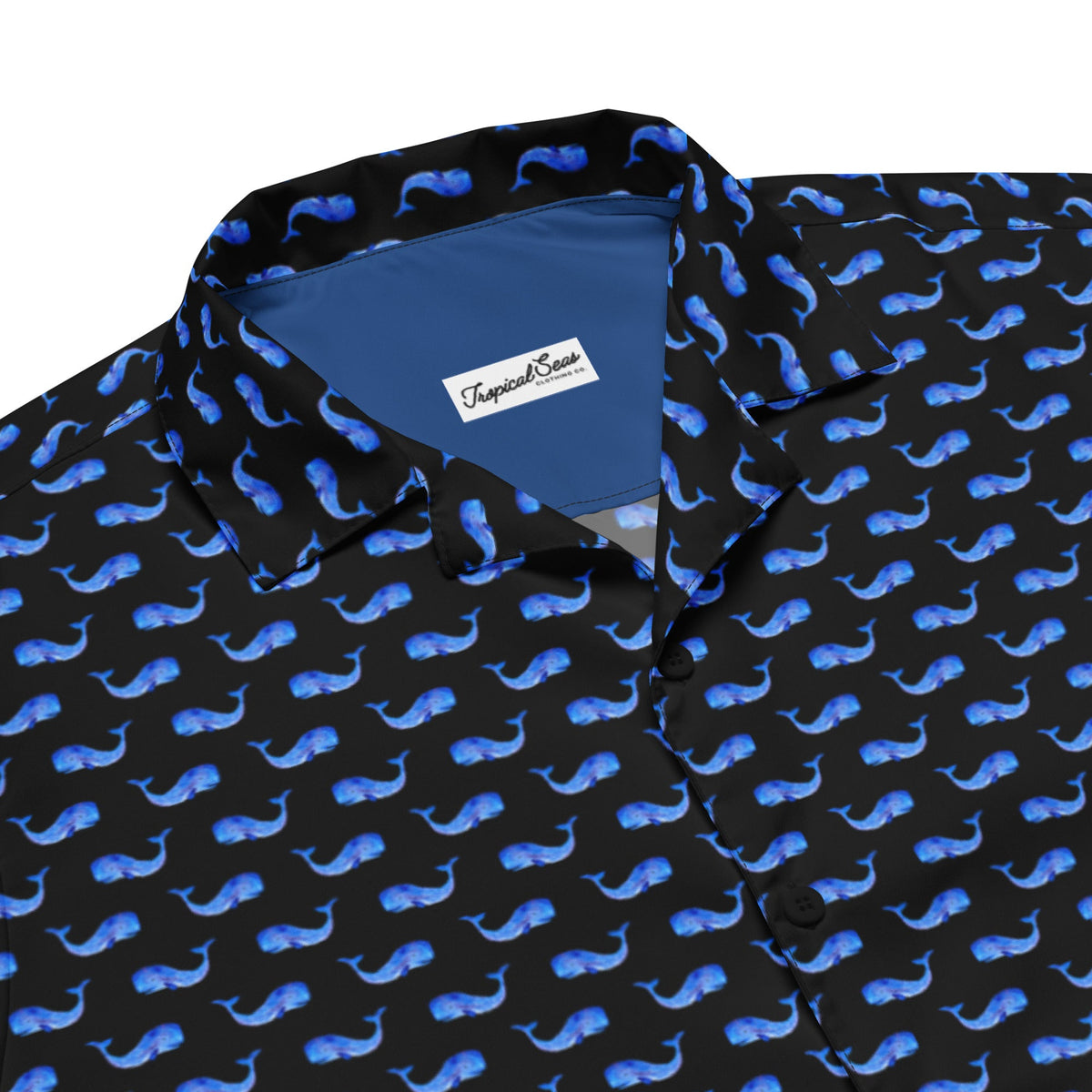 Chemise hawaïenne oversize à manches courtes, motif baleines